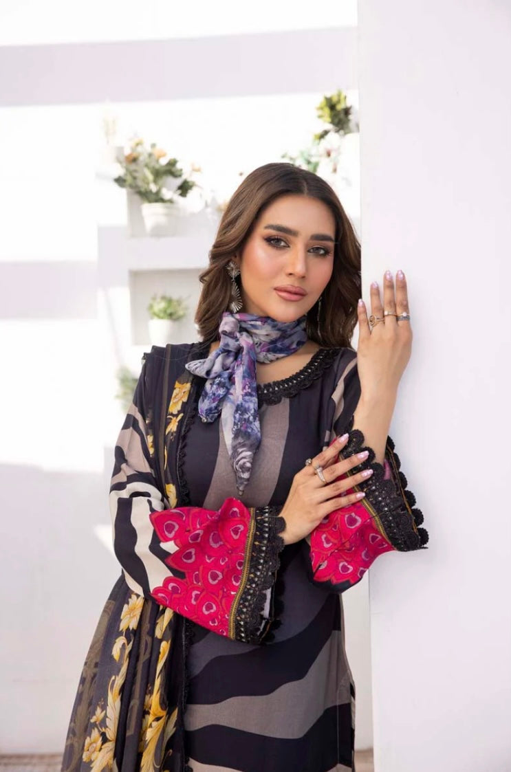 Maria B Inspired M.Print Linen 3 Piece Outfit