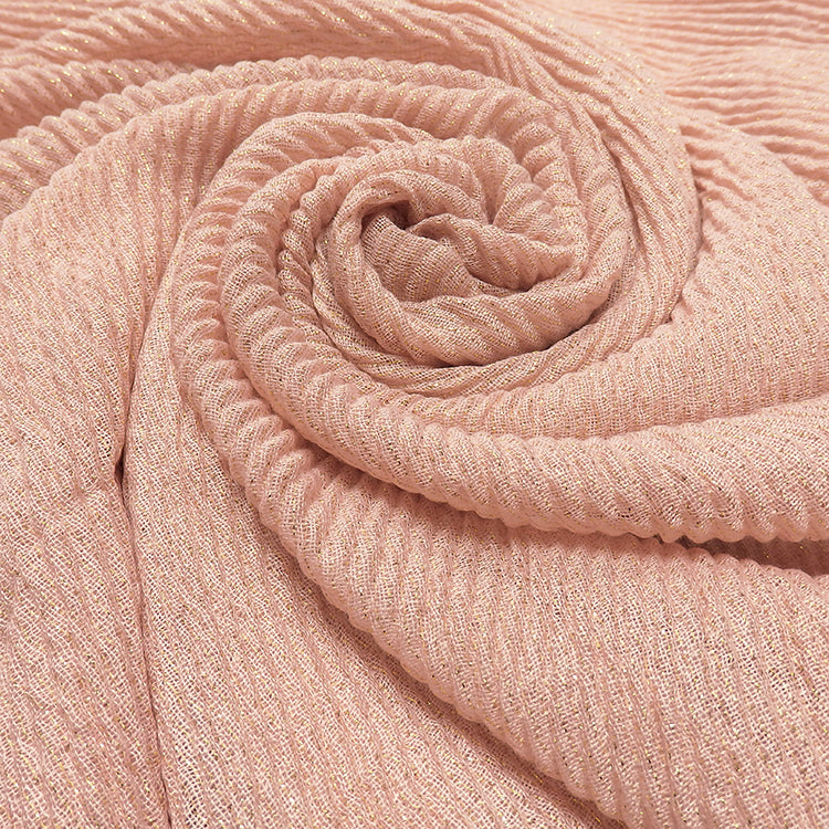 Pink Lurex Pleated Hijab