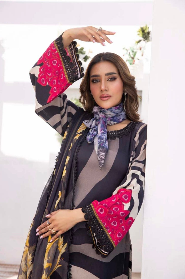 Maria B Inspired M.Print Linen 3 Piece Outfit