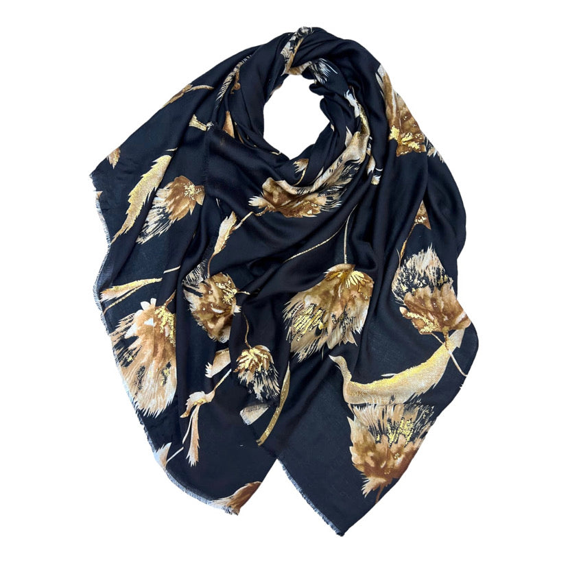 Black Dusty Miller Flower Hijab