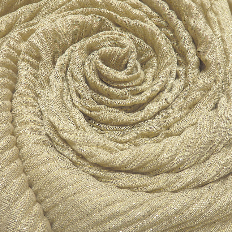 Beige Lurex Pleated Hijab