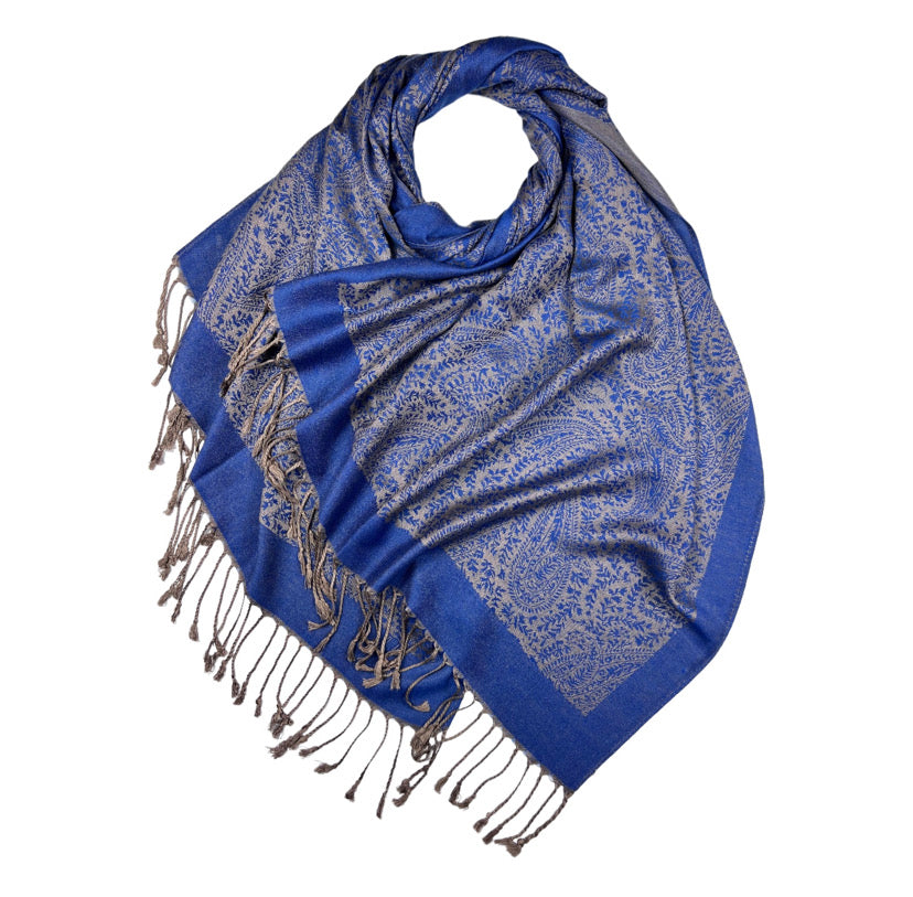 Royal Blue Printed Pashmina Hijab