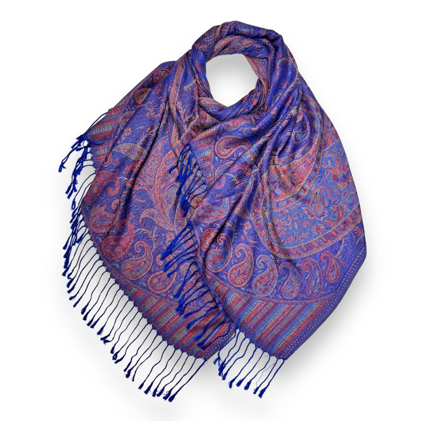 Royal Blue Printed Pashmina Hijab