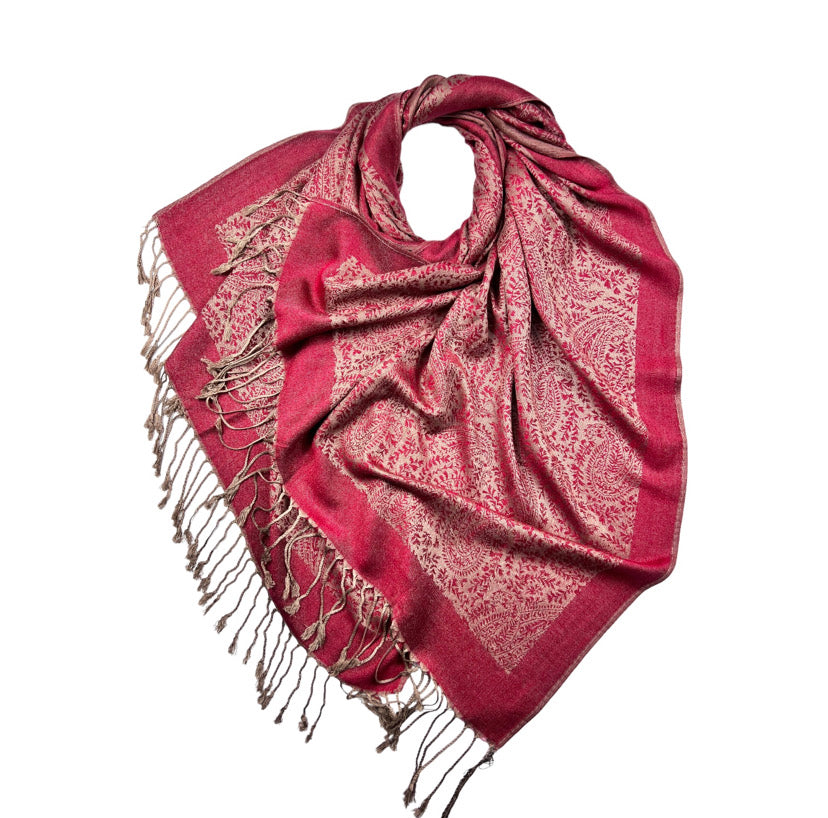 Burgundy Printed Pashmina Hijab