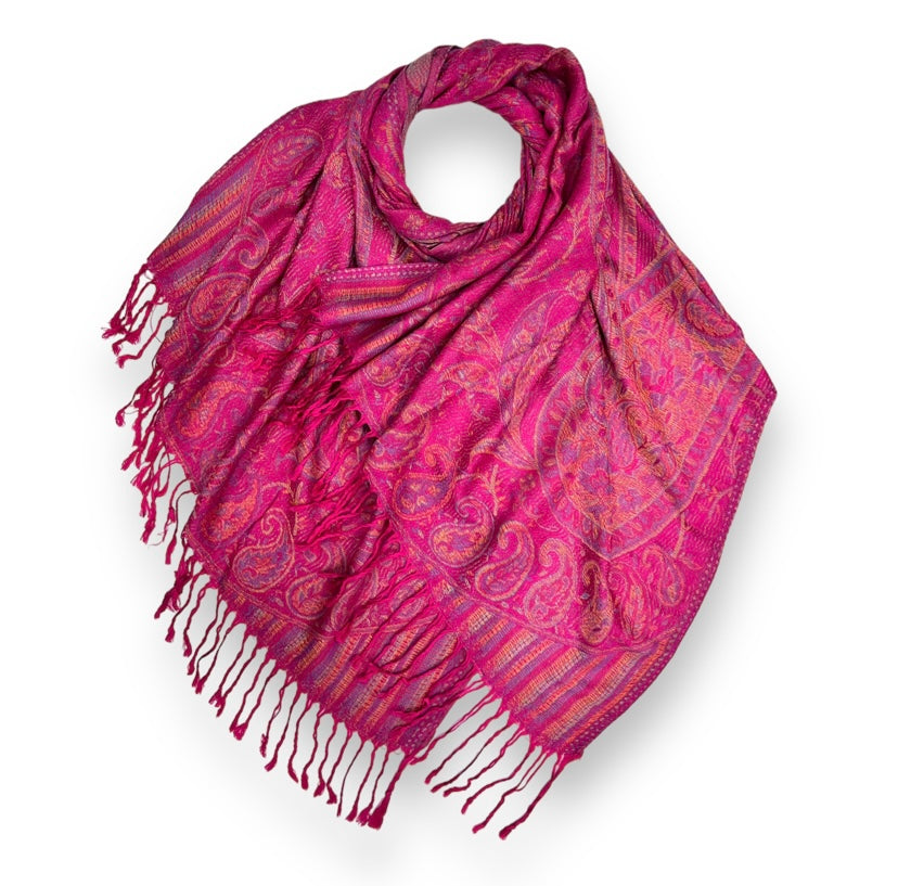 Hot Pink Printed Pashmina Hijab