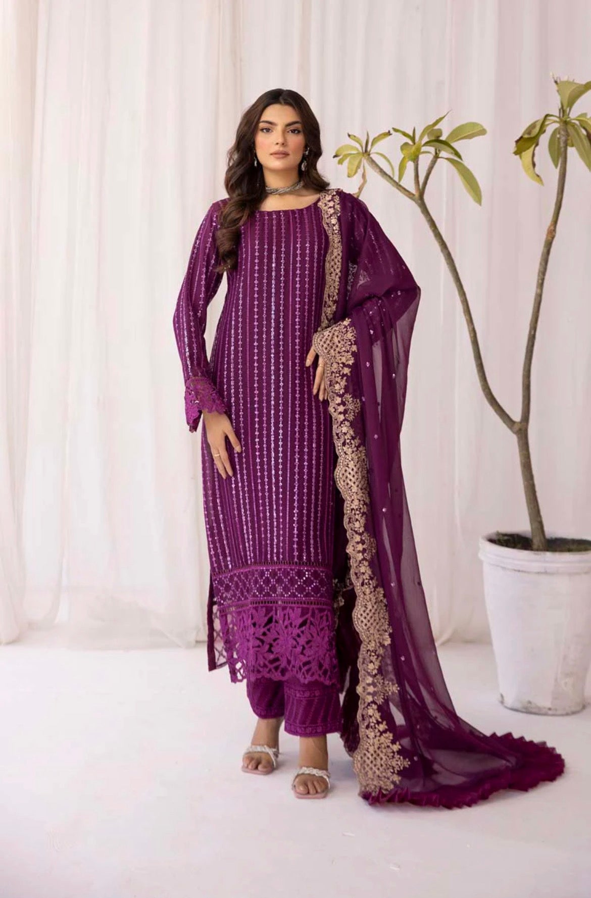 Chiffon Plum 3 Piece Suit