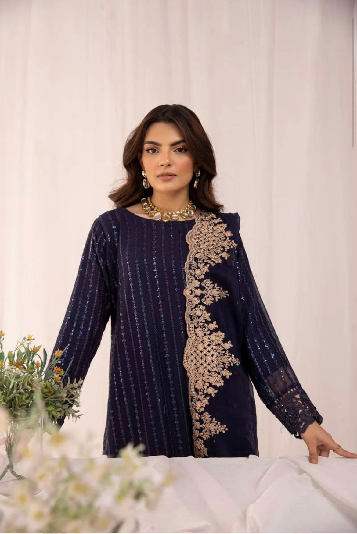 Chiffon Navy 3 Piece Suit