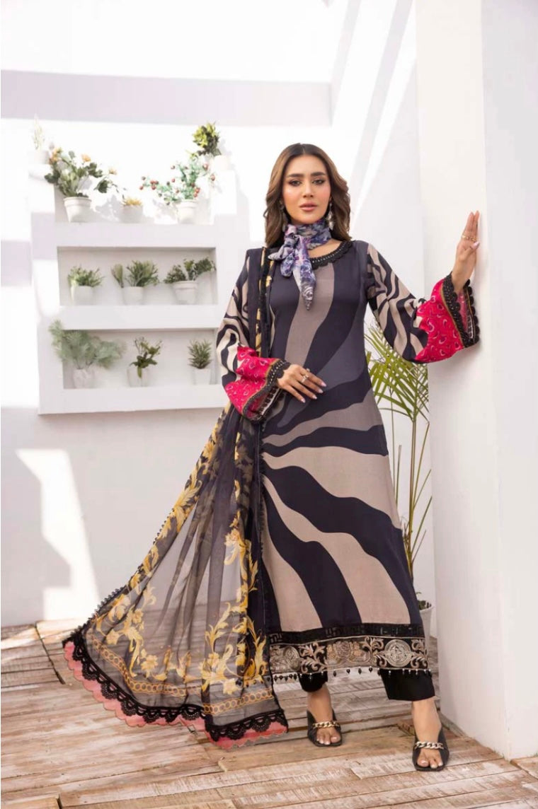 Maria B Inspired M.Print Linen 3 Piece Outfit