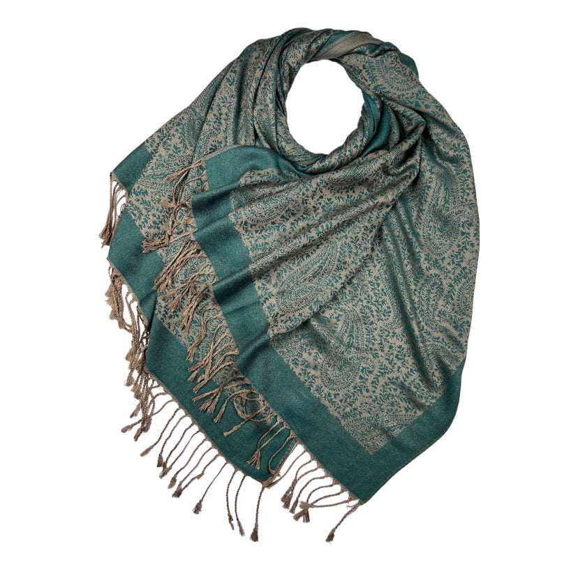 Teal Printed Pashmina Hijab