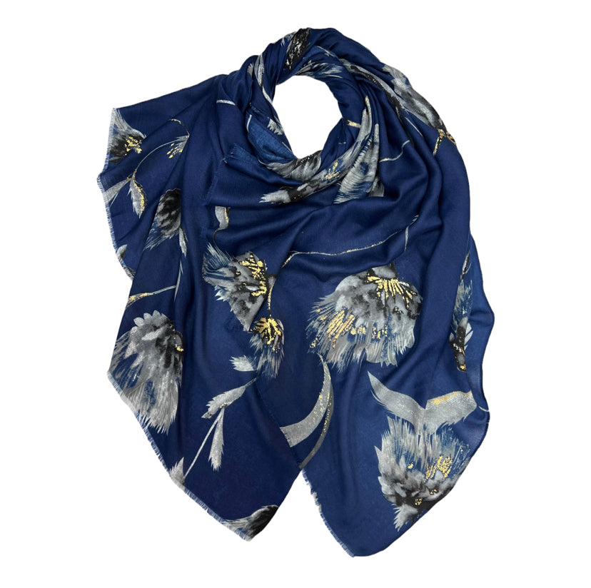 Navy Dusty Miller Flower Hijab