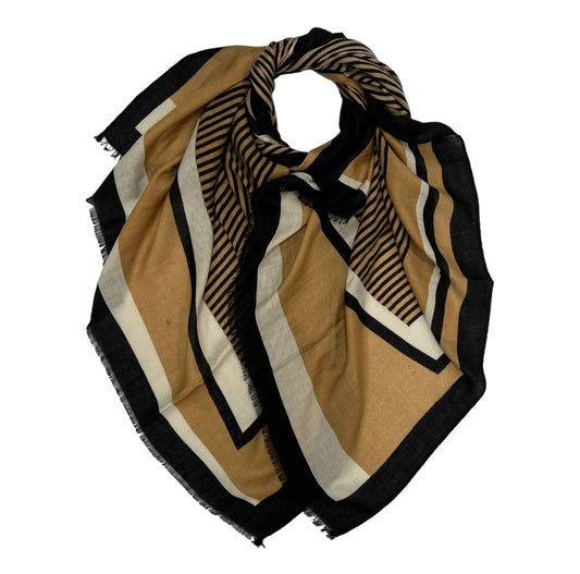 Mocca Vertical Stripped Printed Hijab