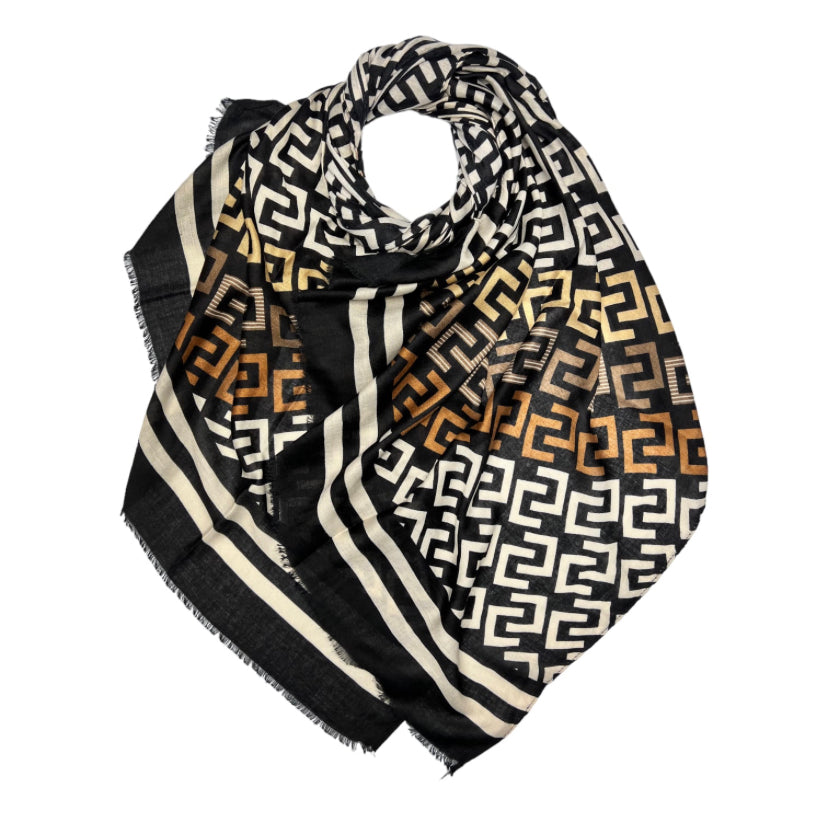 Black C Pattern Printed Hijab