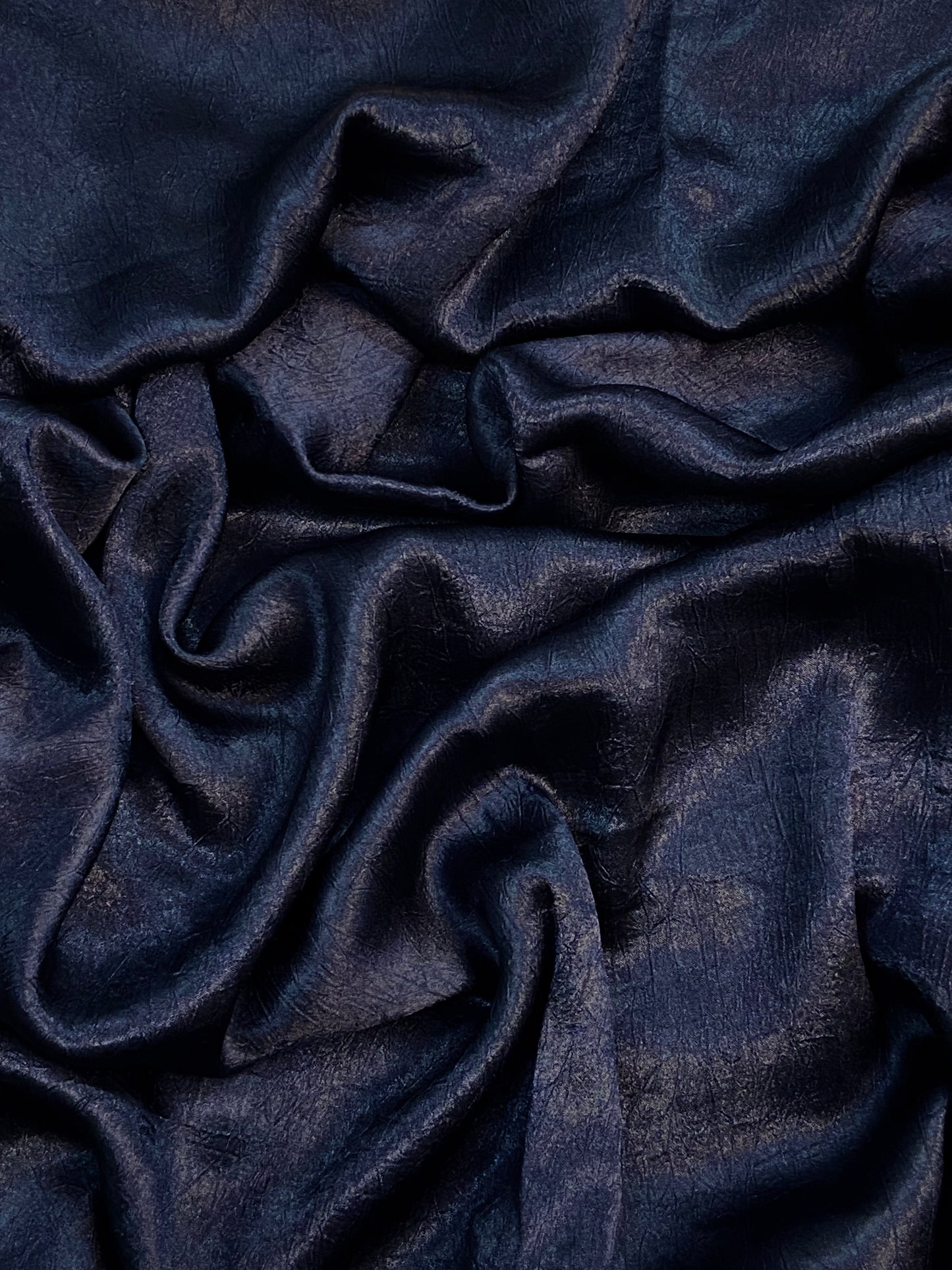 Navy Crushed Satin Hijab