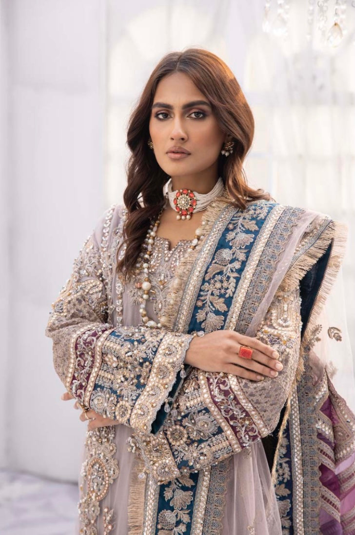 Imrozia Premium Inspired Embroidered 3 Piece Lilac Party Wear