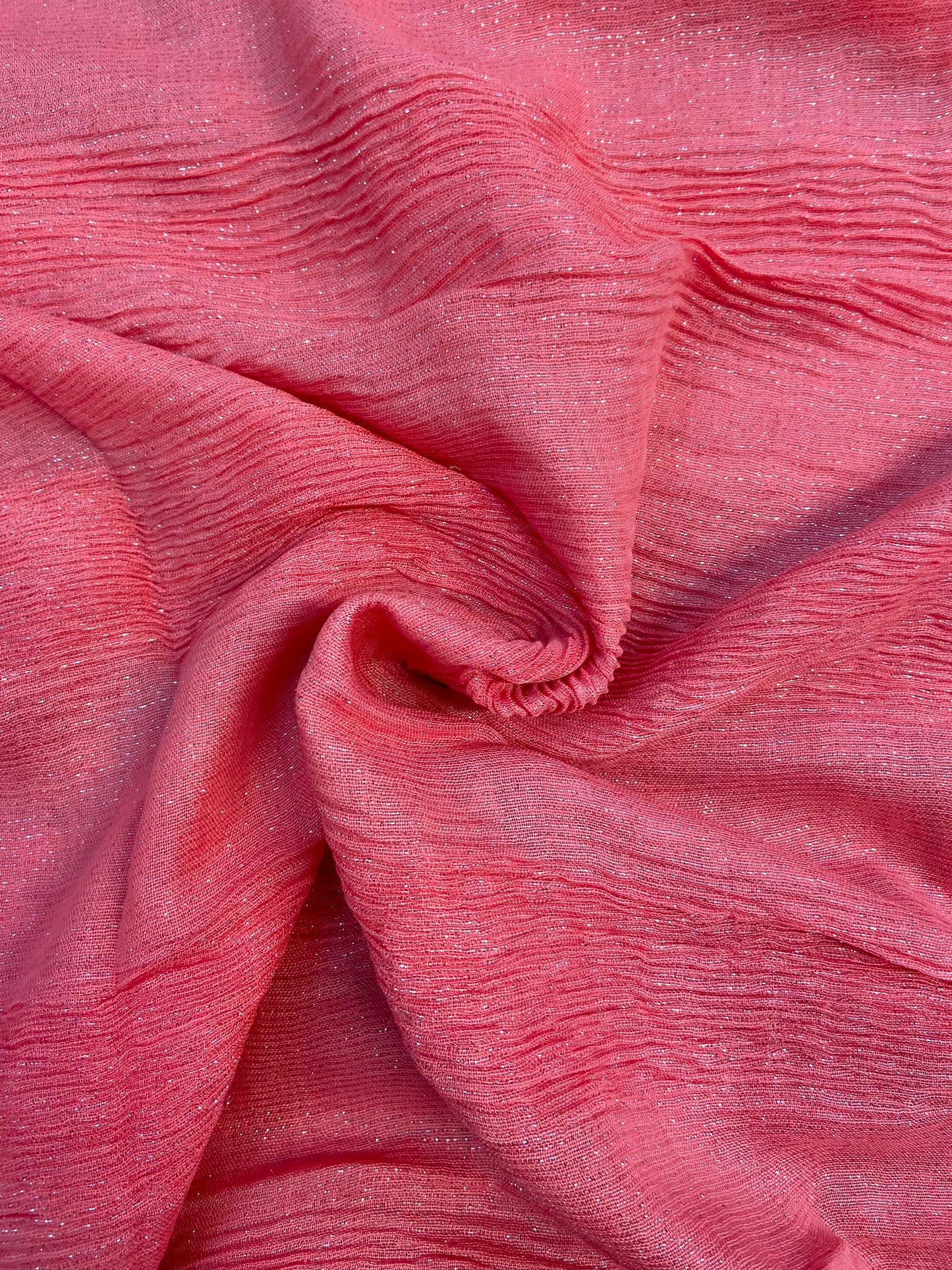 Coral Crinkle shimmer Hijab