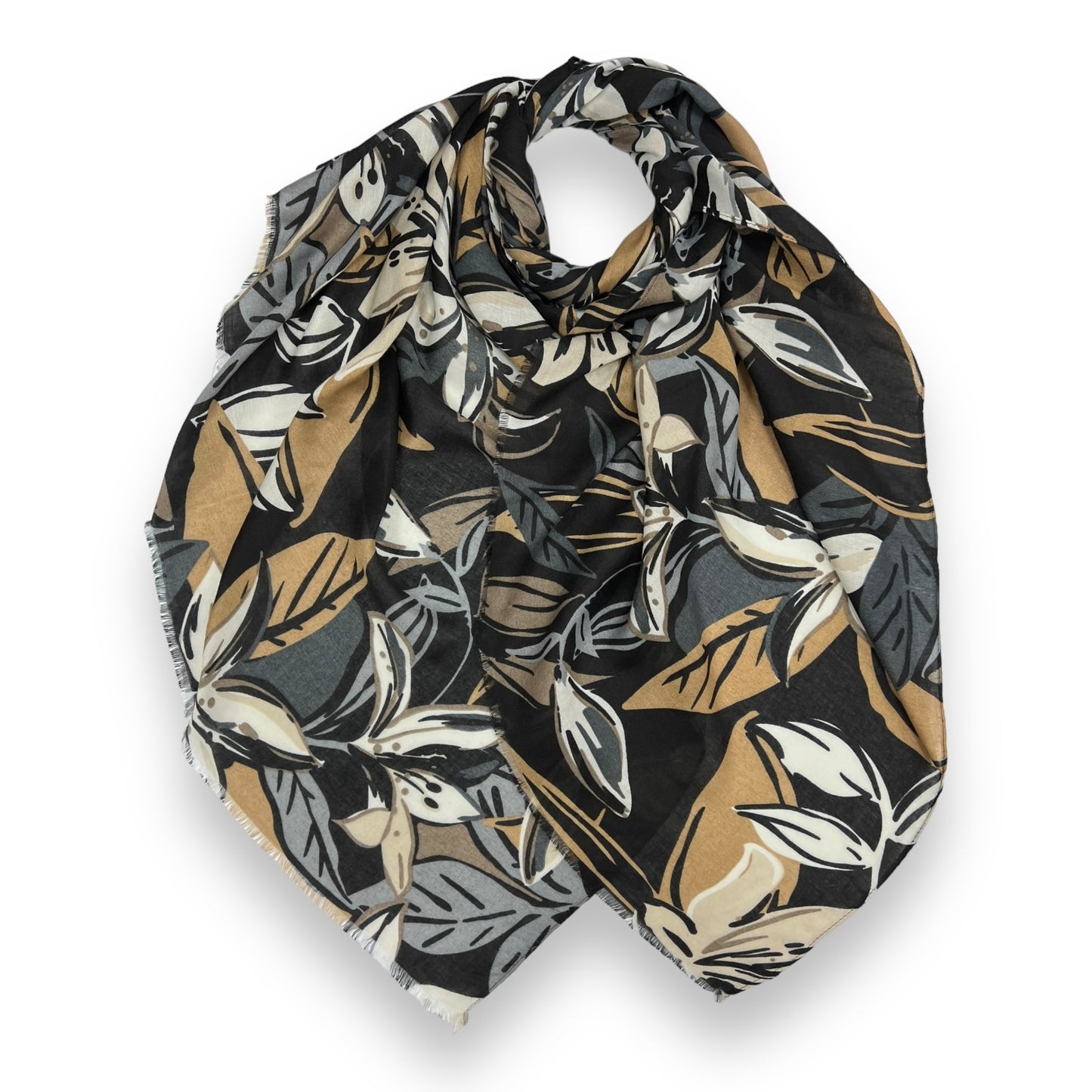 Black Autumn Lily Printed Hijab