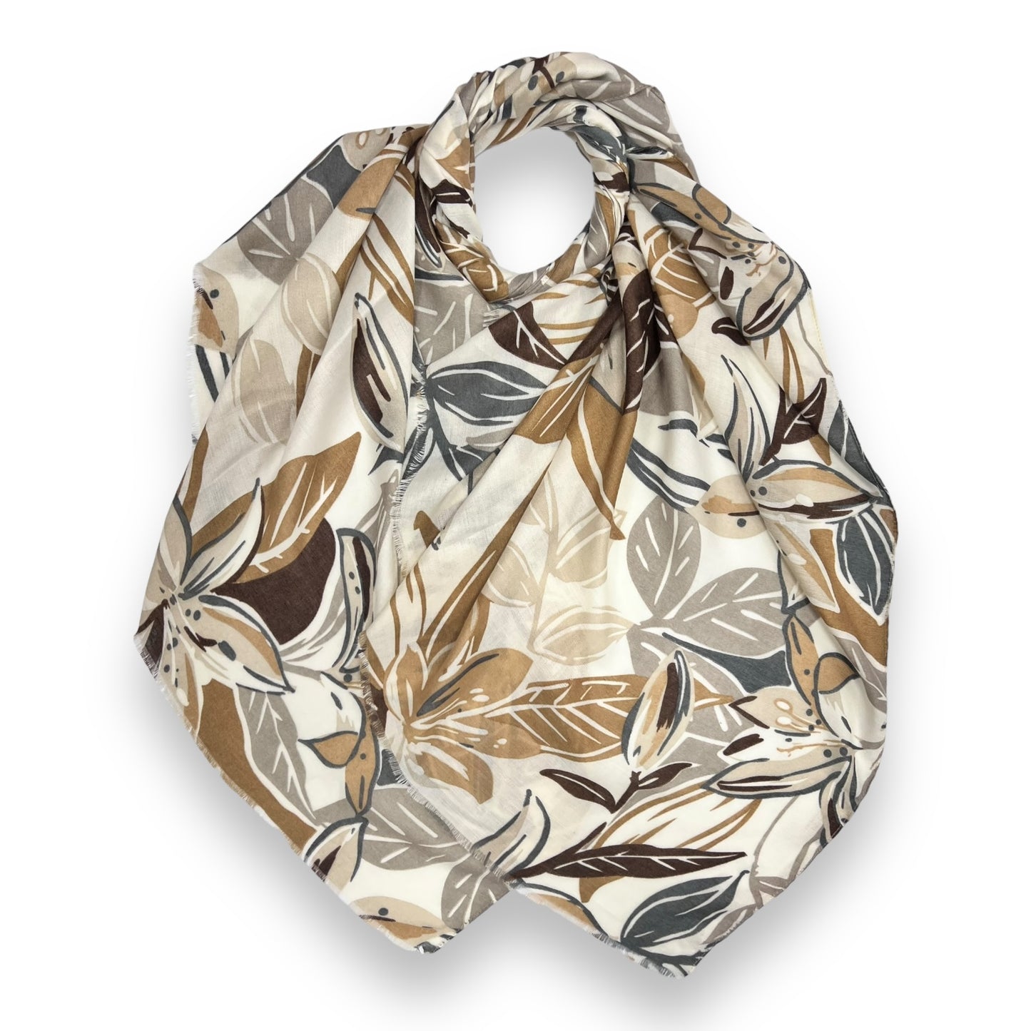 Cream Autumn Lily Printed Hijab