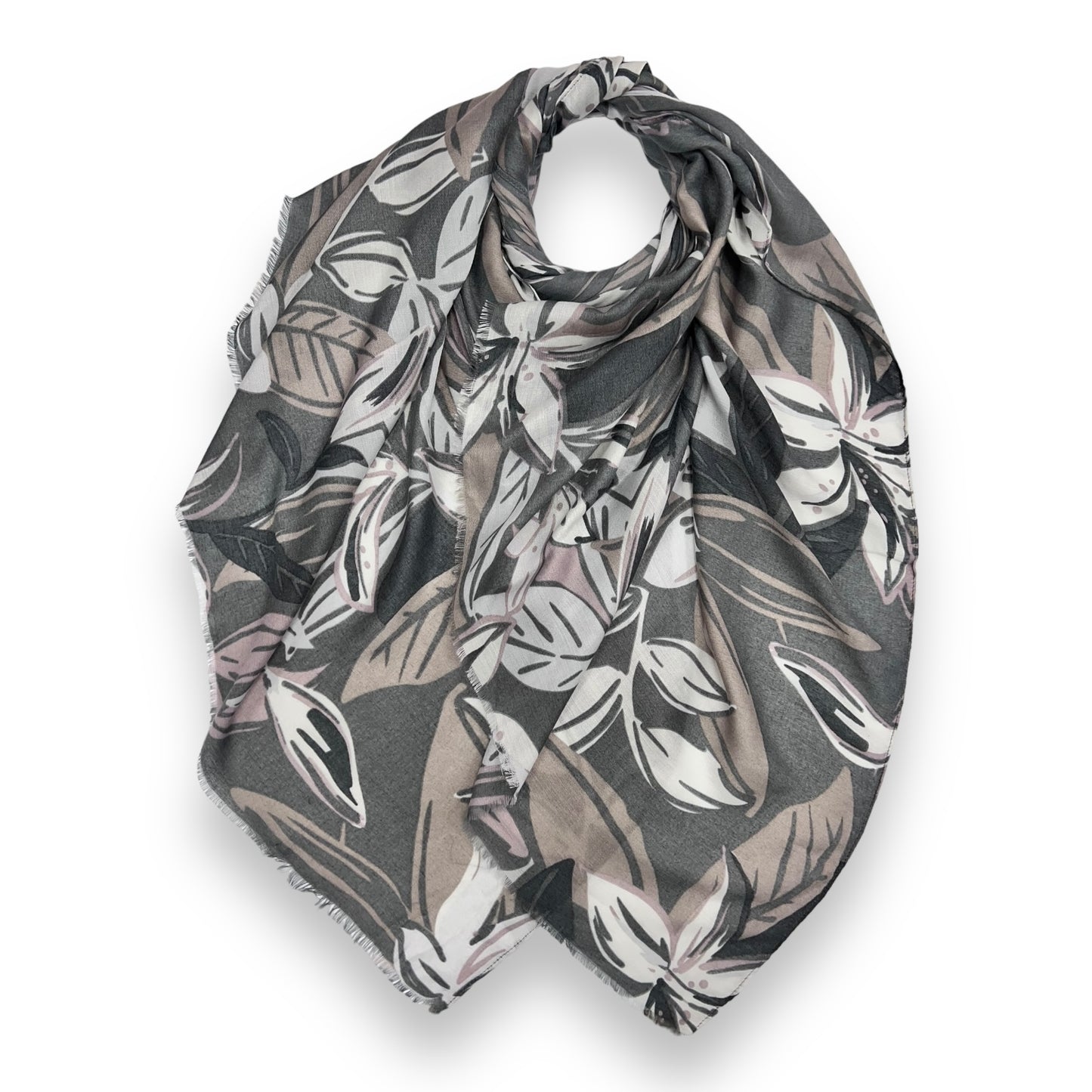 Grey Autumn Lily Printed Hijab