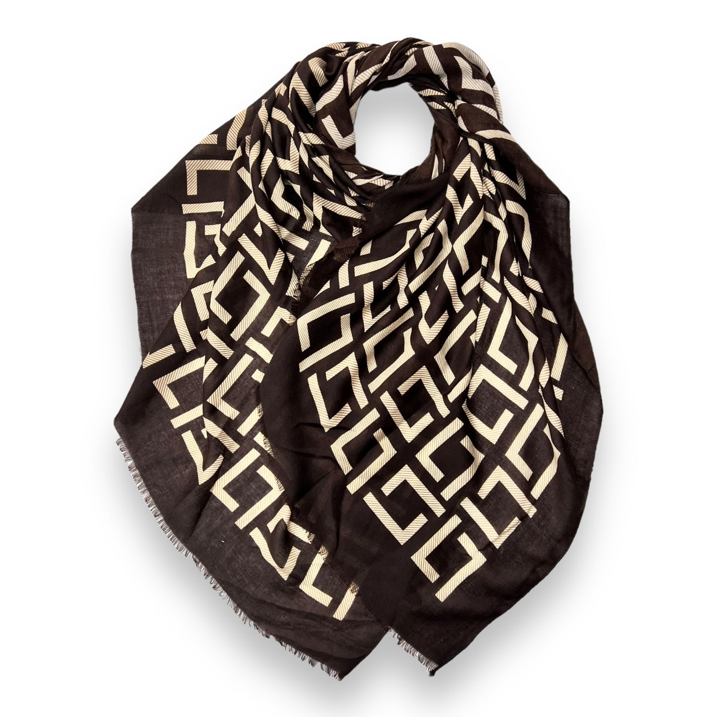 Brown L Blocks Printed Hijab