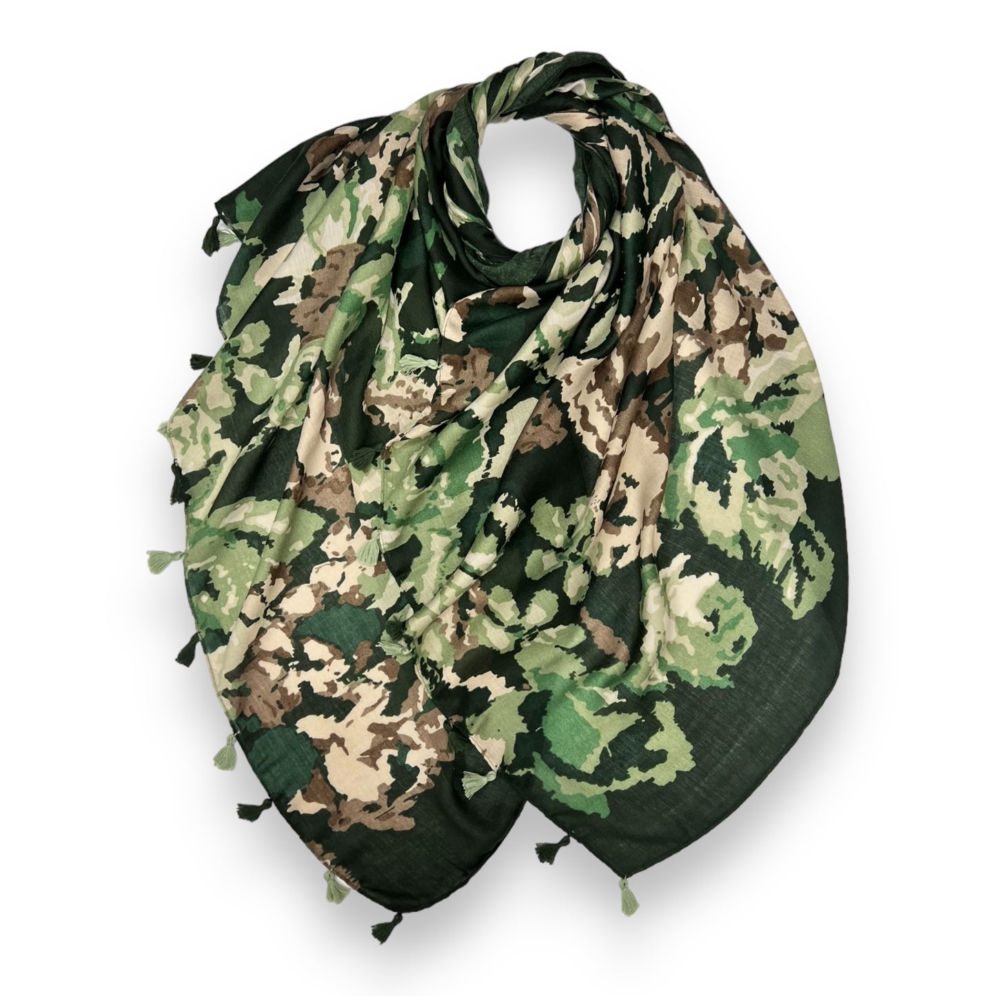 Green Pixel Flower Printed Hijab