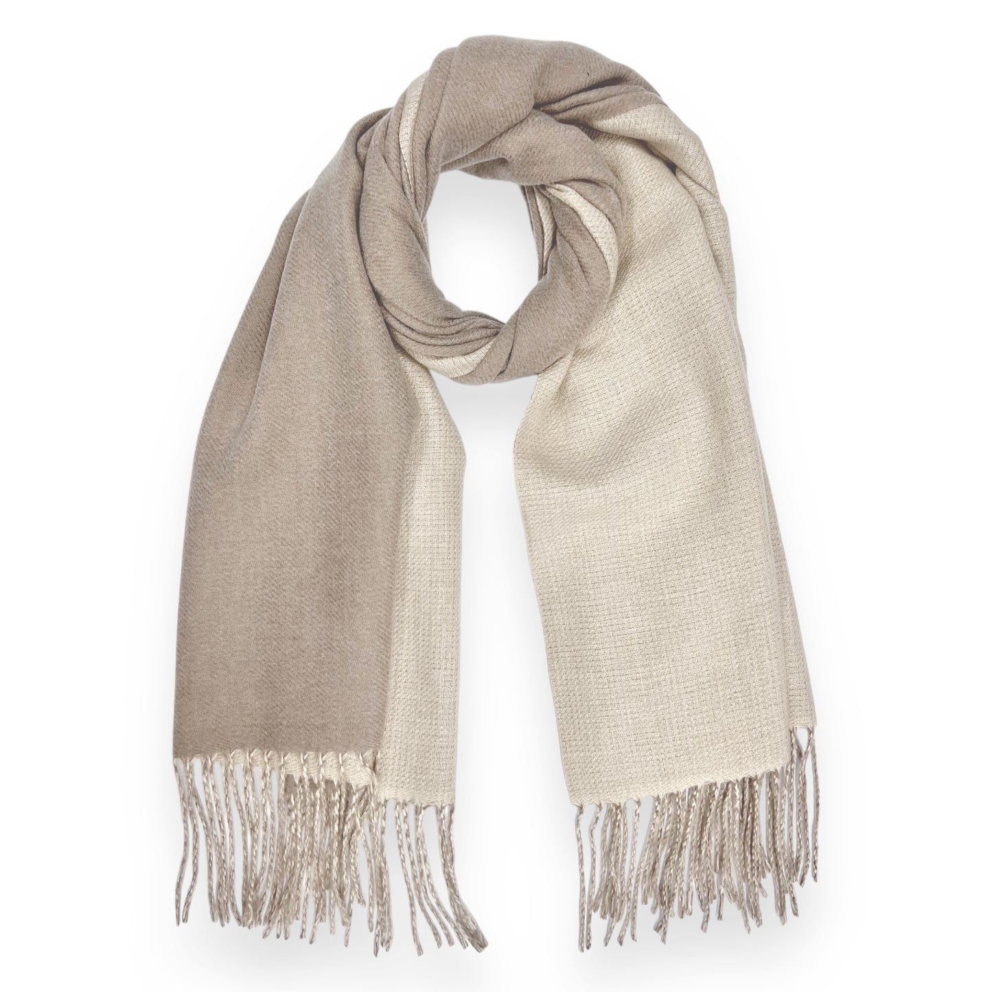 Beige Two Tone Cashmere Shawl