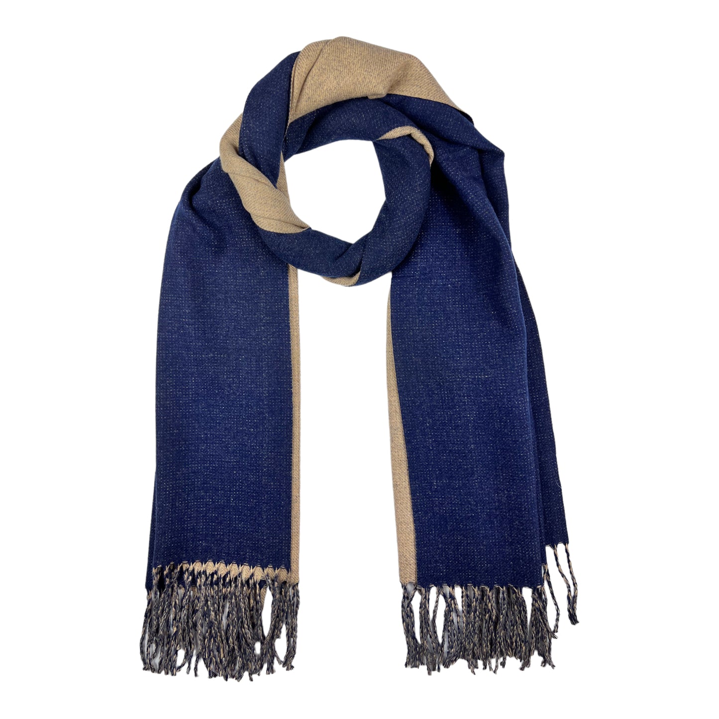 Navy Two Tone Cashmere Shawl
