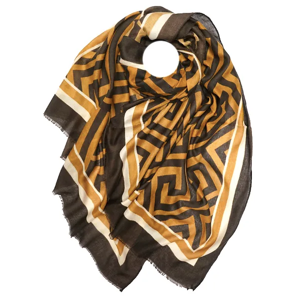 Maze Print Tan-Brown Hijab