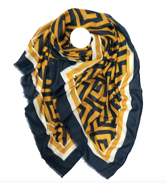 Maze Print Mustard & Navy Hijab