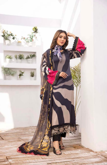 Maria B Inspired M.Print Linen 3 Piece Outfit