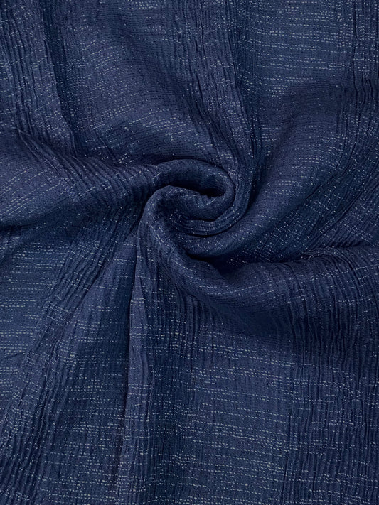 Navy Crinkle Shimmer Hijab