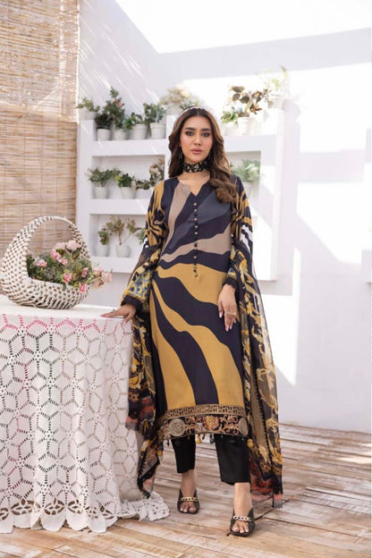 Maria B Inspired M.Print Linen 3 Piece Outfit