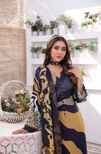 Maria B Inspired M.Print Linen 3 Piece Outfit