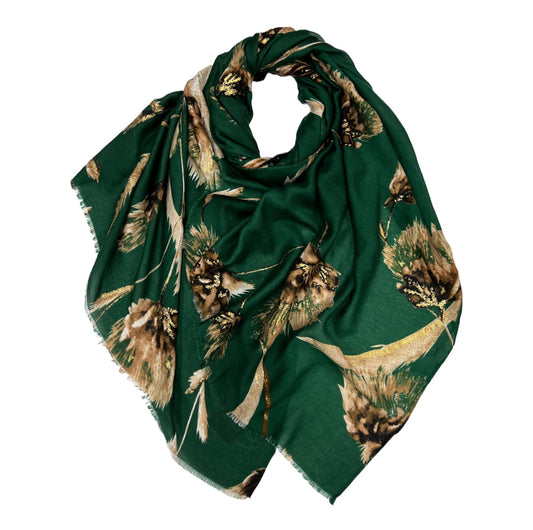 Bottle Green Dusty Miller Flower Hijab