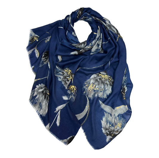 Navy Dusty Miller Flower Hijab