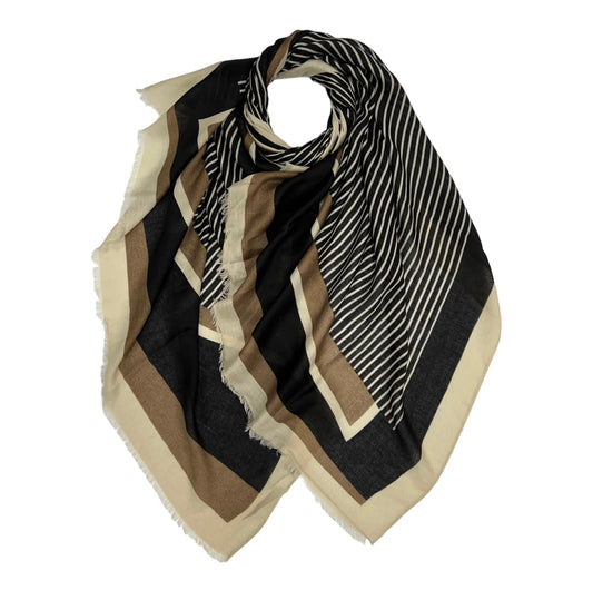 Black Vertical Stripped Printed Hijab