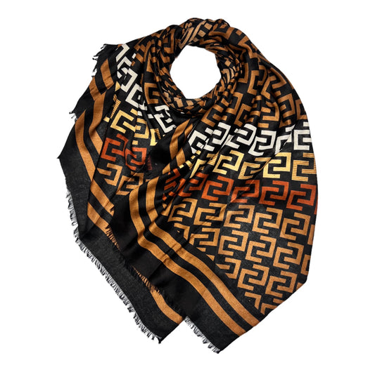 Brown C Pattern Printed Hijab