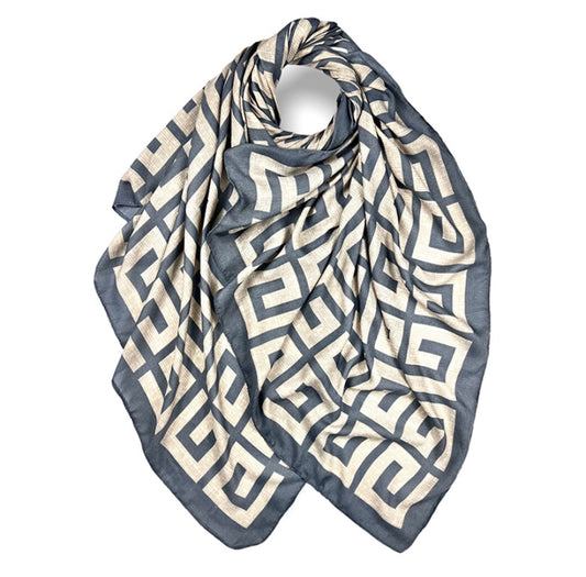 Grey New Maze Printed Hijab