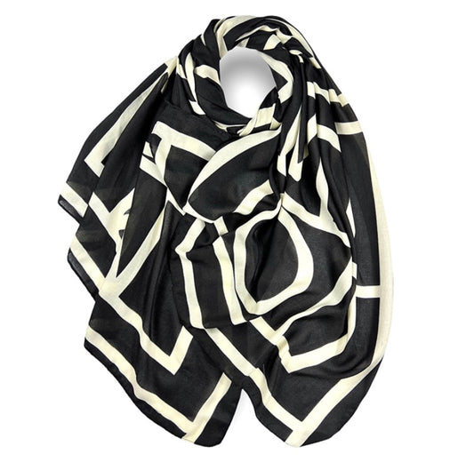 White Geometric Printed Hijab