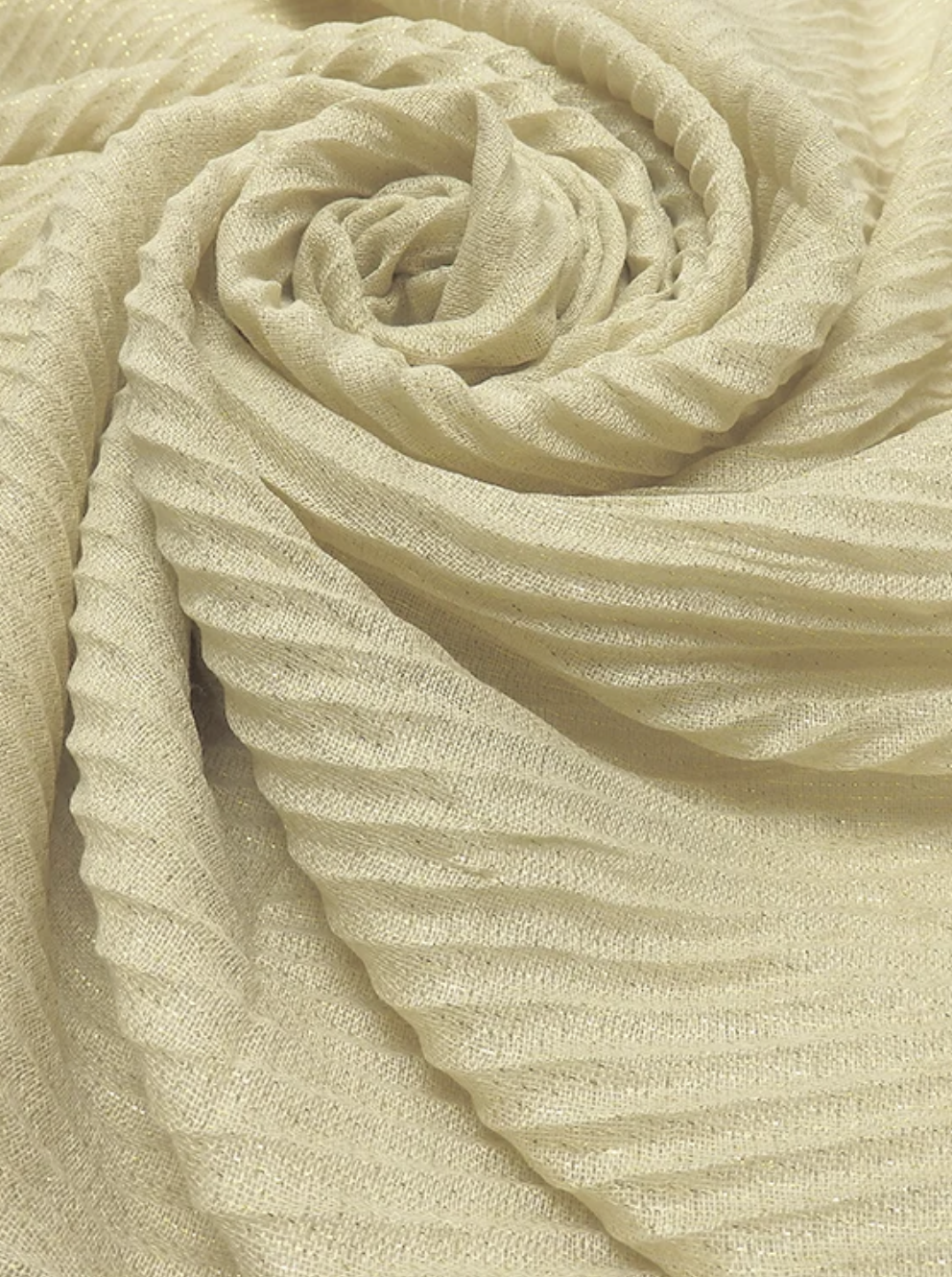 Cream Pleated Shimmer Hijab