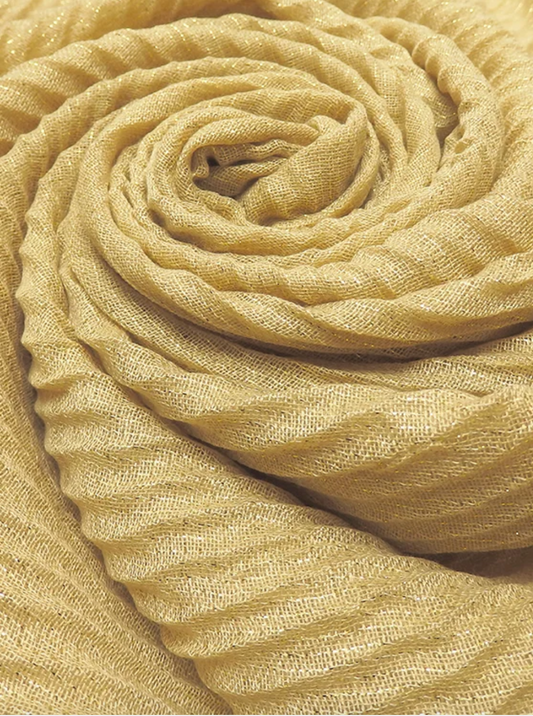 Gold Pleated Shimmer Hijab